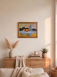 Dipinto natura morta surrealista, acrilico