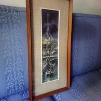 Quadro vintage olio su tela cornice legno e vetro