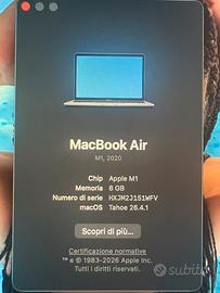 Macbook Air M1 8g 250gb grigio