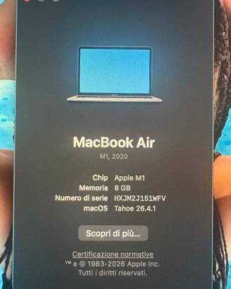 Macbook Air M1 8g 250gb grigio