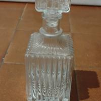 Bottiglia da liquore+3 mini saliere in cristallo 