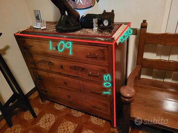 cassettiera in ciliegio e marmo