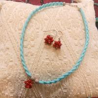 Orecchini e collana argento caucciù turchese nero