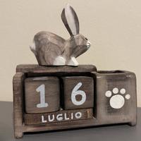 Calendario in legno con coniglietto - fatto a mano