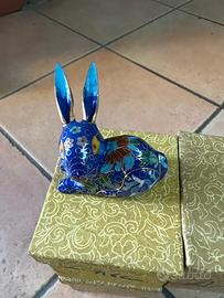 Statuetta coniglio cloisonnè