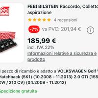 Collettori aspirazione Vw Golf 6 GTI