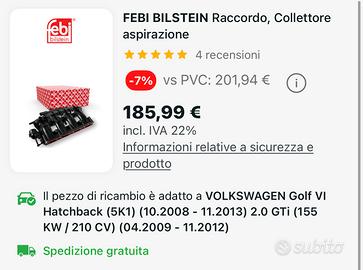 Collettori aspirazione Vw Golf 6 GTI