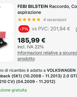 Collettori aspirazione Vw Golf 6 GTI