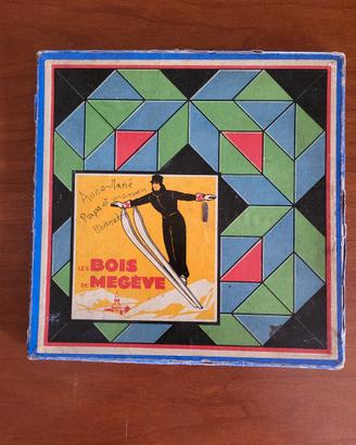 Antico gioco francese mosaico in legno anni 50