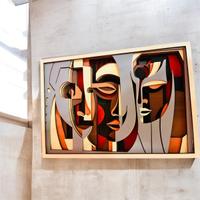 Quadro multistrato, opera in legno, Picasso