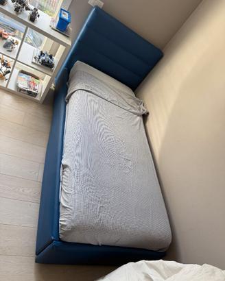 Letto singolo contenitore imbottito  + materasso