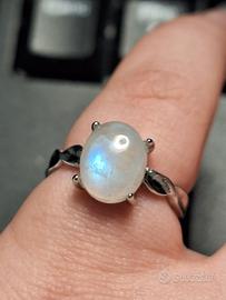 Anello in acciaio e Pietra di Luna