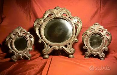 TRITTICO DI CARTAGLORIA SETTECENTESCHI CON SPECCHI