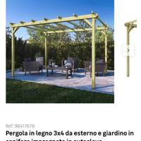 pergola giardino 3x4 Leroy Merlin bianca con tende