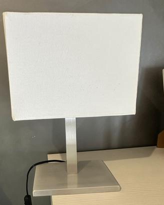 Lampada da Tavolo Moderna Paralume Bianco Allumini