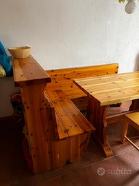Panca angolare in legno massello