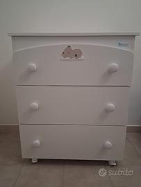 Cassettiera bianca bambino