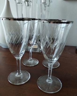 Vintage 4 calici flute in vetro