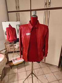Giubbino pelle vera donna rosso sartoriale XS