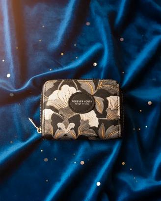 Portafoglio Donna Floreale Forever Nero e Oro