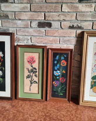 quadri fiori ricamati a mano 