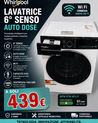 LAVATRICE TOP GAMMA WHIRLPOOL AUTODOSE "A"