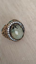 Anello in argento 925 con pietra e brillantini 