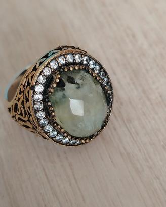 Anello in argento 925 con pietra e brillantini 