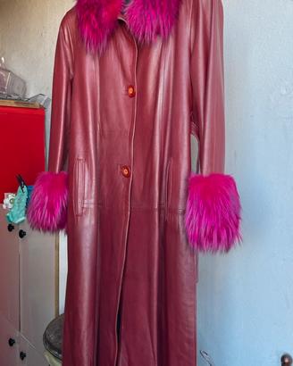 CAPOTTO DONNA IN PELLE COLORE BORDO