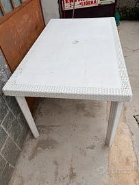 Tavolo rettangolare bianco effetto Rattan 150x90