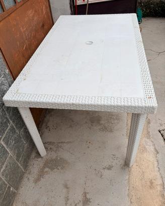 Tavolo rettangolare bianco effetto Rattan 150x90