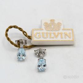 Orecchini oro bianco 18kt con acqua marina E.218