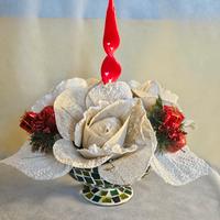 Centrotavola di Natale rosso e panna 