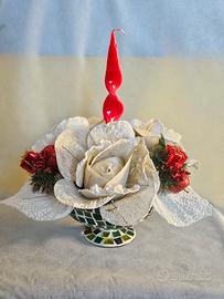 Centrotavola di Natale rosso e panna 