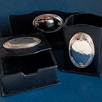 set da scrivania con placche in argento to