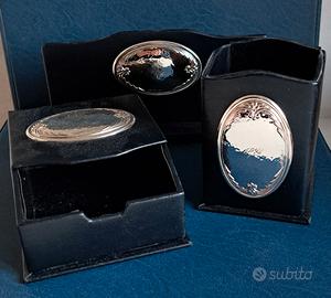 set da scrivania con placche in argento to