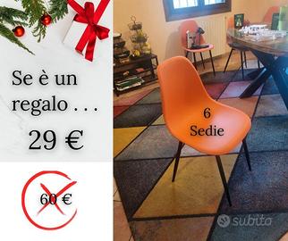 6 Sedie da Pranzo Arancioni in PoliPropilene.