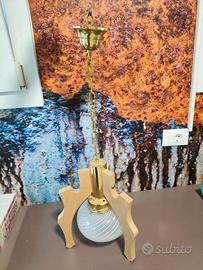 Lampadario pendente da soffitto in legno vintage