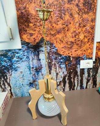 Lampadario pendente da soffitto in legno vintage