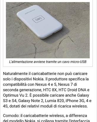 Caricabatterie wireless smartphone cellulari