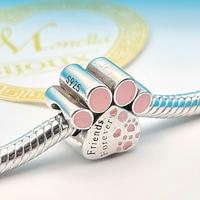 Charm argento 925 zampetta cuoricini love dog cat 