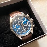 Orologio Stroili acciaio, pelle quadrante blu