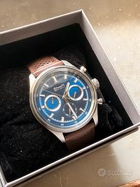 Orologio Stroili acciaio, pelle quadrante blu