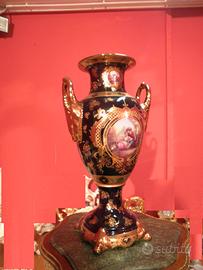 Museale vaso con manici in porcellana blu cobalto