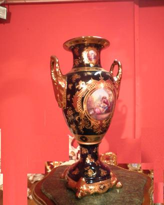 Museale vaso con manici in porcellana blu cobalto