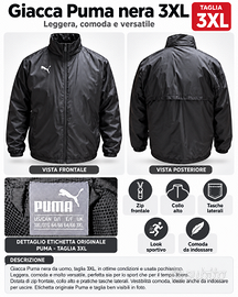 🔥 Giacca PUMA Originale 3XL Nera – Come Nuova! Sp