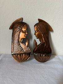 Acquasantiere in rame vintage madonna che prega