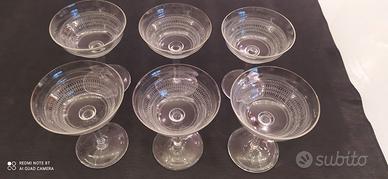 6 bicchieri cristallo vintage finemente incisi