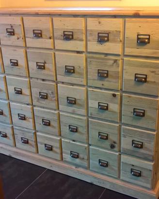 cassettiera in legno vecchio 30 frontali 18 casset