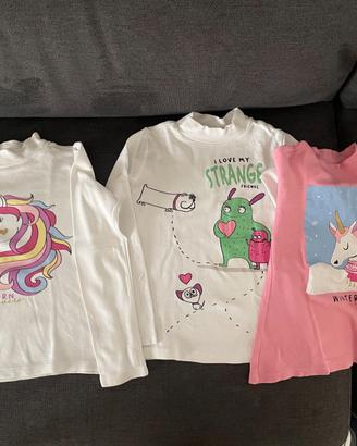 3 Maglie Lupetto Bambina Maniche Lunghe Unicorni